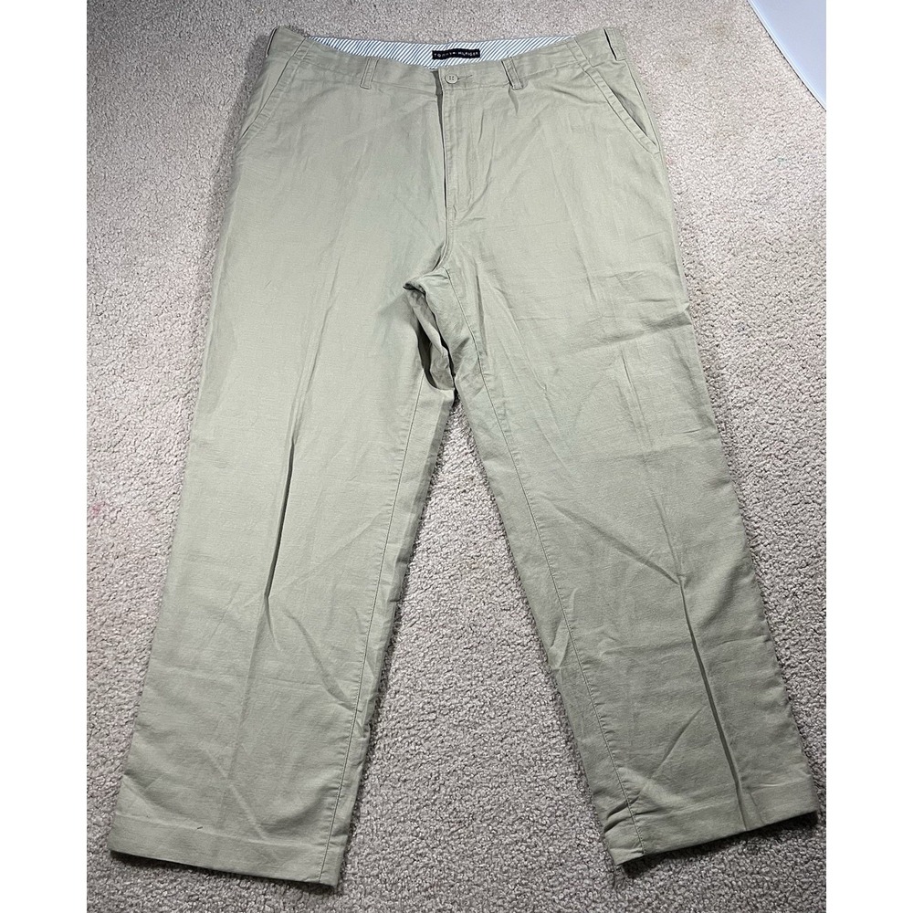 VTG Tommy Hilfiger‎ Linen & Cotton Blend Pants Mens 38x32 Breathable Pleated Y2K